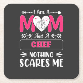 ママとシェフは何も怖くない、ママおもしろいシェフ スクエアペーパーコースター