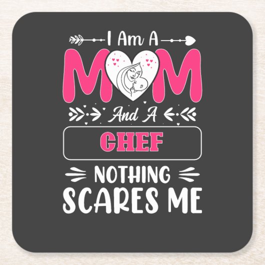 ママとシェフは何も怖くない、ママおもしろいシェフ スクエアペーパーコースター (正面)
