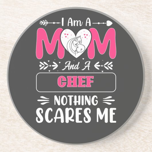 ママとシェフ、怖いものなし、面白いシェフママ コースター (正面)
