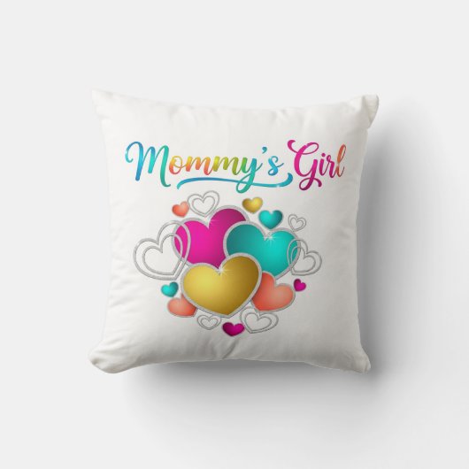 ママとハートの女鮮やかの子 クッション (正面)