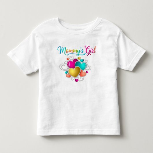 ママとハートの女鮮やかの子 トドラーTシャツ (正面)