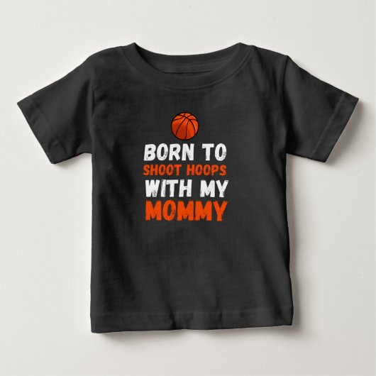 ママとバスケするのが大好きベビーTシャツ ベビーTシャツ (正面)