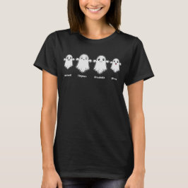 ママとパパと子供2人の4人家族の幽霊 Tシャツ