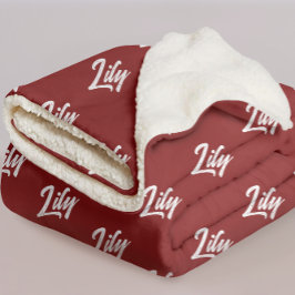 ママとパパのためのパーソナライズされた赤いコジーな冬のブランケット シェルパブランケット