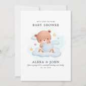 ママとパパの赤ちゃんシャワー熊カード 招待状 (正面)
