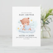 ママとパパの赤ちゃんシャワー熊カード 招待状 (スタンド正面)