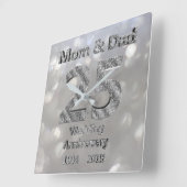 ママとパパの25周年シルバーウェディングアニバーサリー2019 スクエア壁時計 (傾斜)