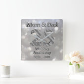 ママとパパの25周年シルバーウェディングアニバーサリー2019 スクエア壁時計 (ホーム)