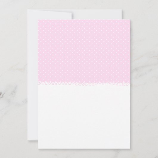 ママとパパ保持ピンクガールシューズベビーシャワー 招待状 (裏面)