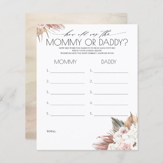 ママとパパ写真ゲーム赤ちゃんシャワーの年齢 (正面/裏面)