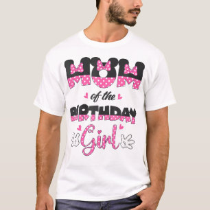 ママとパパ誕生日女の子マウスファミリーマッチング Tシャツ