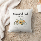 ママとパパ |ひまわり素朴の花と名前 クッション (ブランケット)