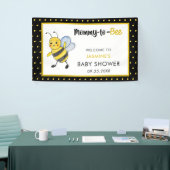 ママとビーかわいいビー赤ちゃんシャワーようこそ黄色 横断幕 (トレードショー)