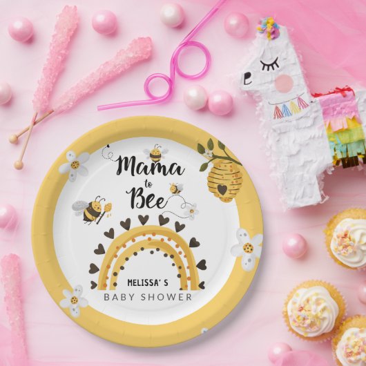 ママとビーのシャワー ペーパープレート (パーティー)