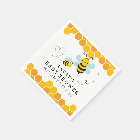 ママとビー赤ちゃんシャワーのナプキン スタンダードカクテルナプキン (角)