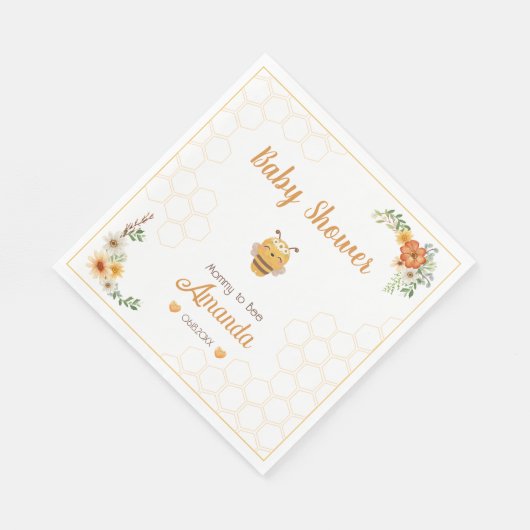 ママとビー赤ちゃんシャワーのナプキン スタンダードランチョンナプキン (角)