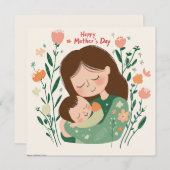 ママとベイビー ハグ マザーズデー カード (正面/裏面)