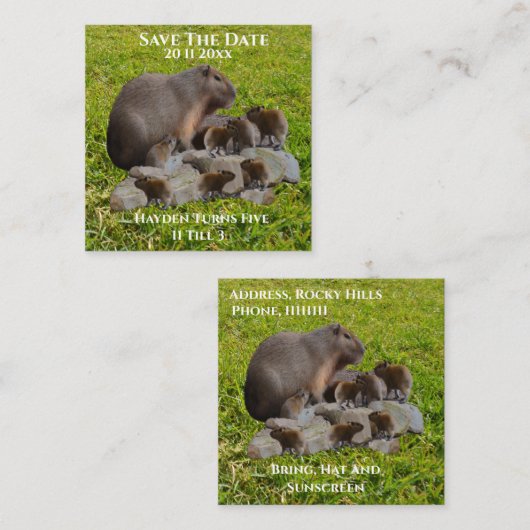 ママとベビーのキャピバラはデートを守れ エンクロージャーカード (正面/裏面)