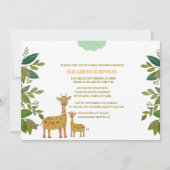 ママとベビーのキリンと緑の赤ちゃんシャワー 招待状 (正面)