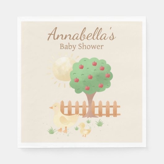 ママとベビーアヒルかわいい赤ちゃんシャワー スタンダードランチョンナプキン (正面)