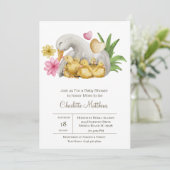 ママとベビーアヒル水中競技動物ベビーシャワーI 招待状 (スタンド正面)