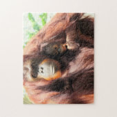 ママとベビーオラングタンパズル ジグソーパズル (縦)