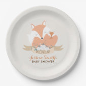 ママとベビーキツネベビーシャワーパーソナライズされた ペーパープレート (正面)