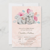 ママとベビークマ動物ベビーシャワー 招待状 (正面)