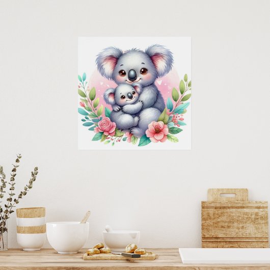 ママとベビーコアラベア ポスター (キッチン)