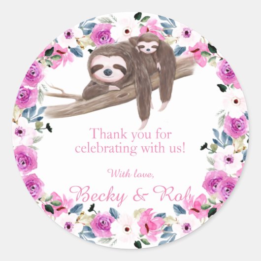 ママとベビースロースありがとうラウンドステッカー ラウンドシール (正面)