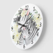 ママとベビーゼブララージクロック ラージ壁時計 (傾斜)