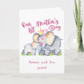 ママとベビーゾウのピンク1stマザーズ・デイ・カード シーズンカード (正面)