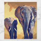 ママとベビーゾウの秋 ワインラベル (シングルラベル)