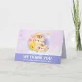 ママとベビータイガーパープルサンキューカード カード (正面)