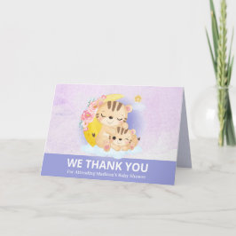 ママとベビータイガーパープルサンキューカード カード
