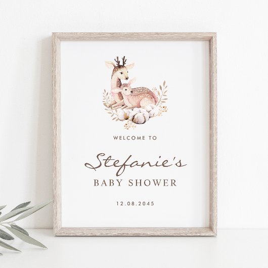 ママとベビーディアウッドランドベビーシャワーウェルカム ポスター