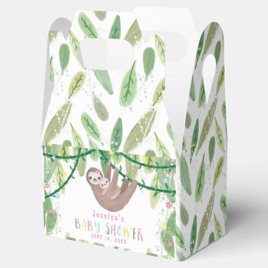 ママとベビーナマケモノ女の子の赤ちゃんシャワー フェイバーボックス (オープン)