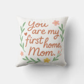 ママとベビーハグと引用文あなたが私の最初の家である クッション (裏面)