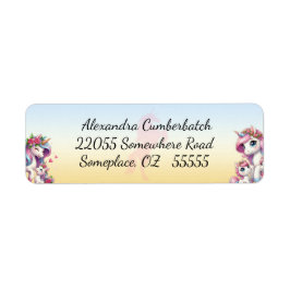 ママとベビーパステルユニコーン ラベル