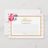 ママとベビーピンクの金ゴールドフローラ赤ちゃんシャワー用アドバイス 招待状 (正面)