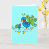 ママとベビーピーコック カード (黄色い花)