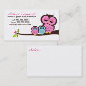 ママとベビーフクロウ呼び出しカード コーリングカード (正面/裏面)