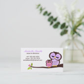 ママとベビーフクロウ子供の遊び日コールカード コーリングカード (スタンド正面)