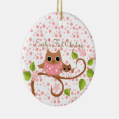 ママとベビーフクロウ セラミックオーナメント (右)