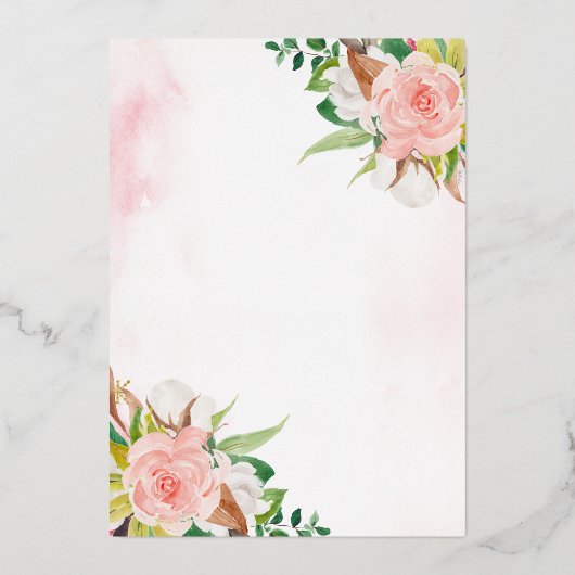 ママとベビーフローラディアベビーシャワー金ゴールド 箔招待状 (裏面)