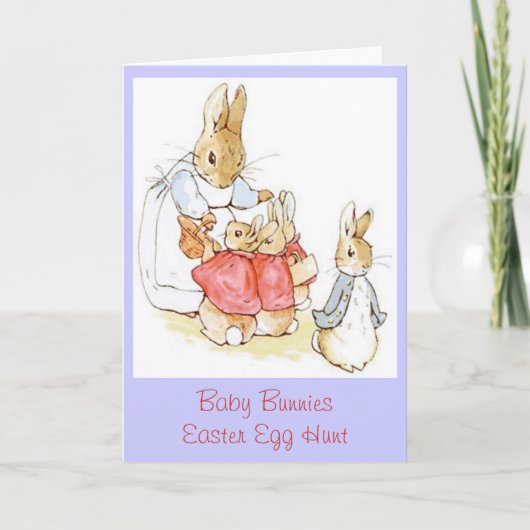 ママとベビーブンニースイースターエッグ狩りヴィンテージ シーズンカード (正面)