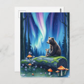 ママとベビーベアとノーザンライト ポストカード (正面/裏面)