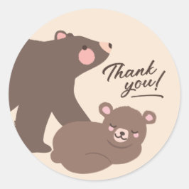 ママとベビーベアサンキューパーティーの好意クリーム ラウンドシール