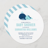 ママとベビーホエールボーイ赤ちゃんシャワー 招待状 (正面/裏面)