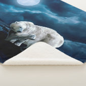 ママとベビーホッキョクグマ夜 シェルパブランケット (3/4)